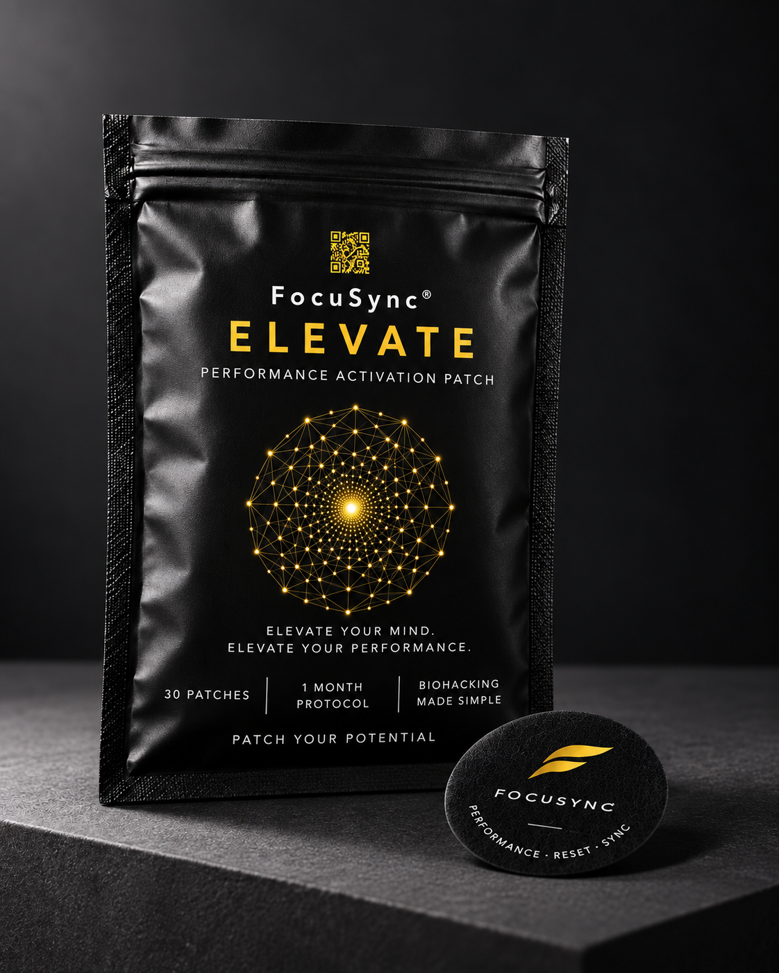 ELEVATE — Sachet et patch, studio charbon