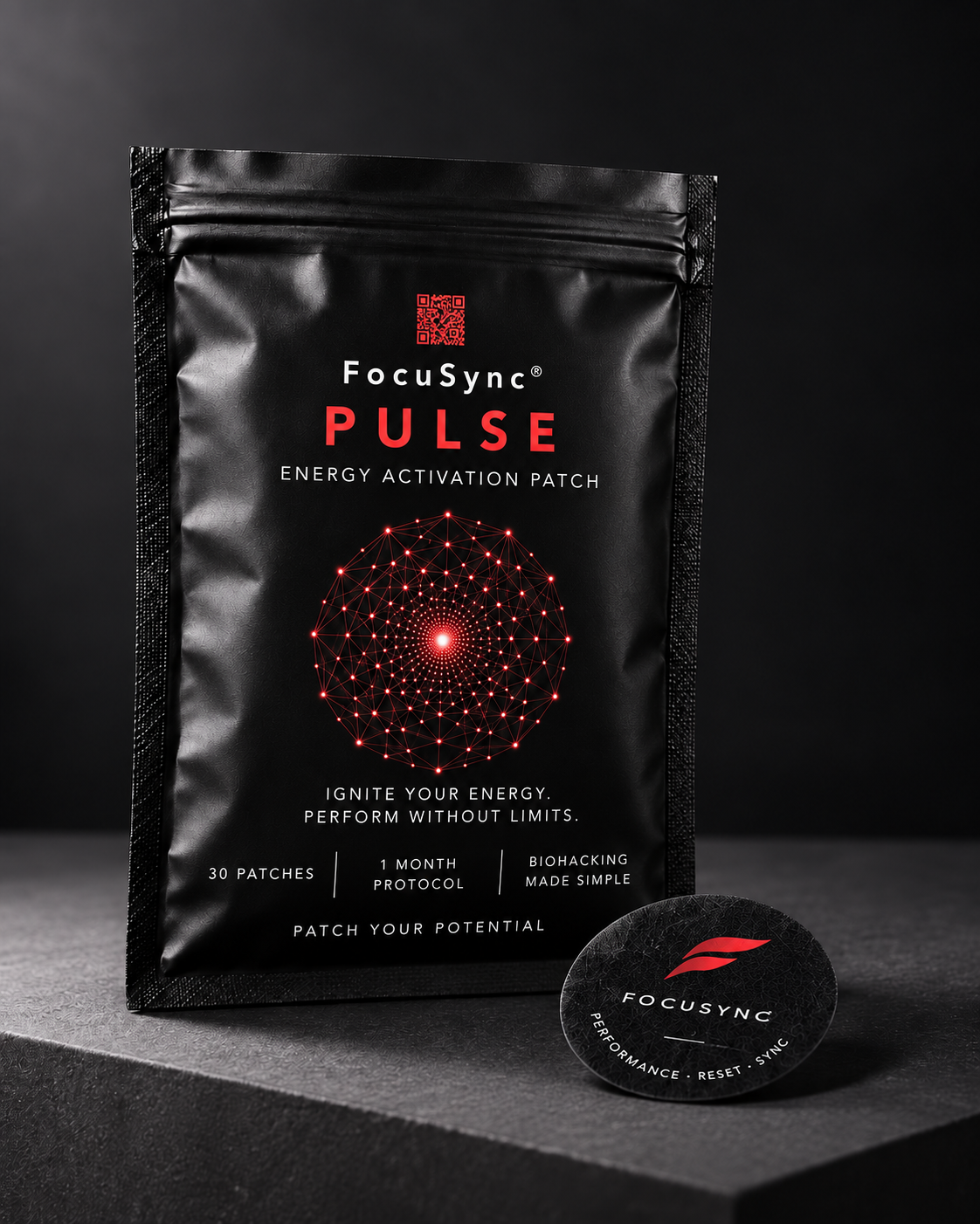 PULSE — Sachet et patch, studio charbon